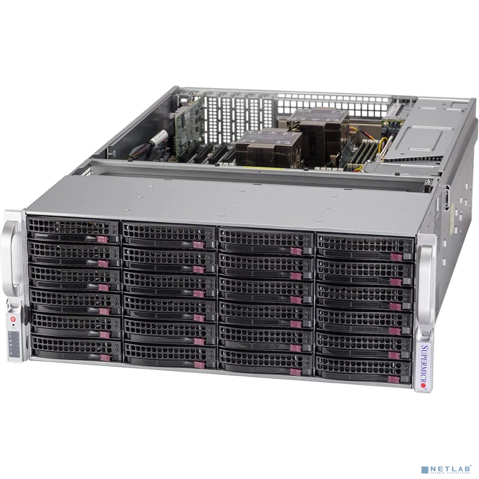 Supermicro 640P-E1CR36H STORAGE SSG-640P-E1CR36H(X12DPi-NT6, CSE-847BTS-R1K68LPBP4) (4U, LGA4189, 16xDDR4 Up to 4TB ECC LRDIMM/RDIMM +2 Intel Optane, 36x3.5/2.5 SAS3/SATA3 +2xRear SATA Slots,