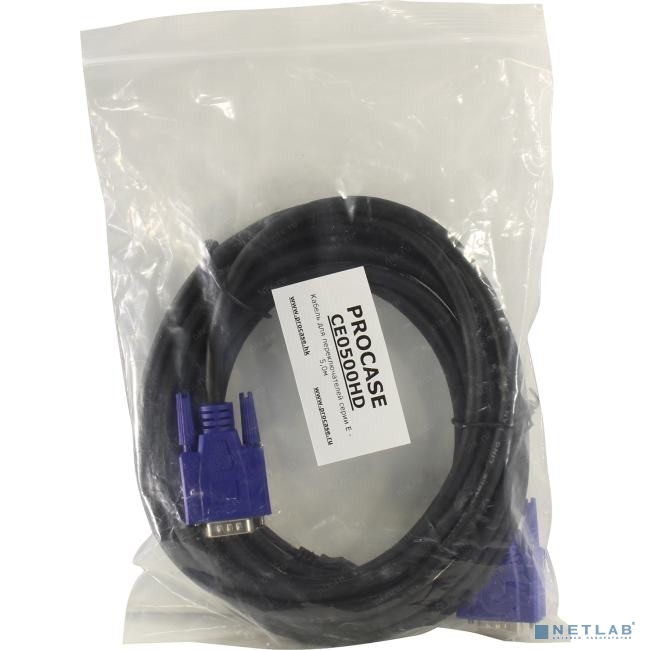 ProCase [CE0500HD] Кабель 5.0м VGA + USB для KVM переключателей Procase  серии ExxxxHD