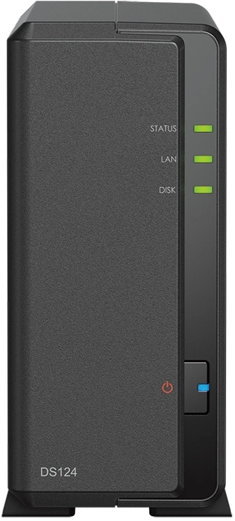 Synology DS124 Сетевое хранилище 1x 2.5&quot; / 3.5&quot;, горячая замена, RAID modes: keine, 1x GB-LAN, Веб-сервер, 2x USB3.0, процессор: Quad Core 1.40 GHz, 1 GB ОЗУ