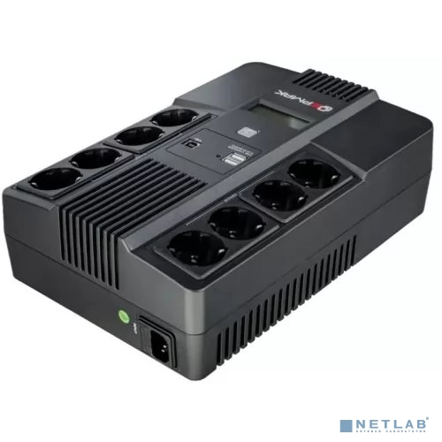 Ермак ИБП Линейно-интерактивный 800 ВА/480 Вт, 8xSchuko: 4 с батарейной поддержкой и 4 с фильтрацией.,  ЖК, 2 х USB (СБП ЕРМАК 220-220.0,8-32-ВН)