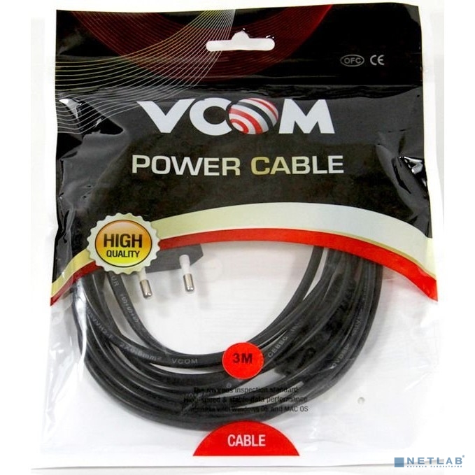 VCOM CE023_CU0.5-3M Кабель для аудио-видео техники IEC-320-C7--розетка 220V, 2-pin, 3 м ,медный