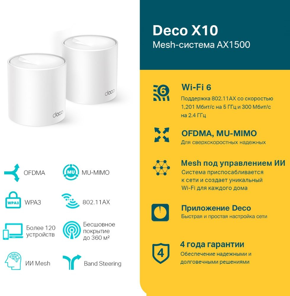 TP-Link Deco X10(3-pack) AX1500 Домашняя Mesh Wi-Fi система