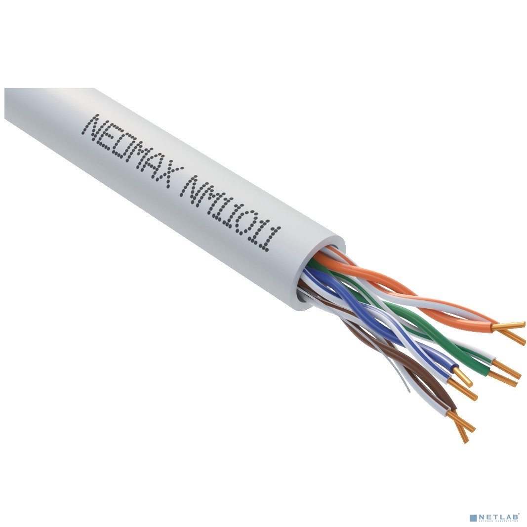 Кабель NEOMAX [NM11011] U/UTP cat.5e 4 пары (305 м) 0.48 мм (24 AWG) Медь LSZH, серый;  Fluke Tested