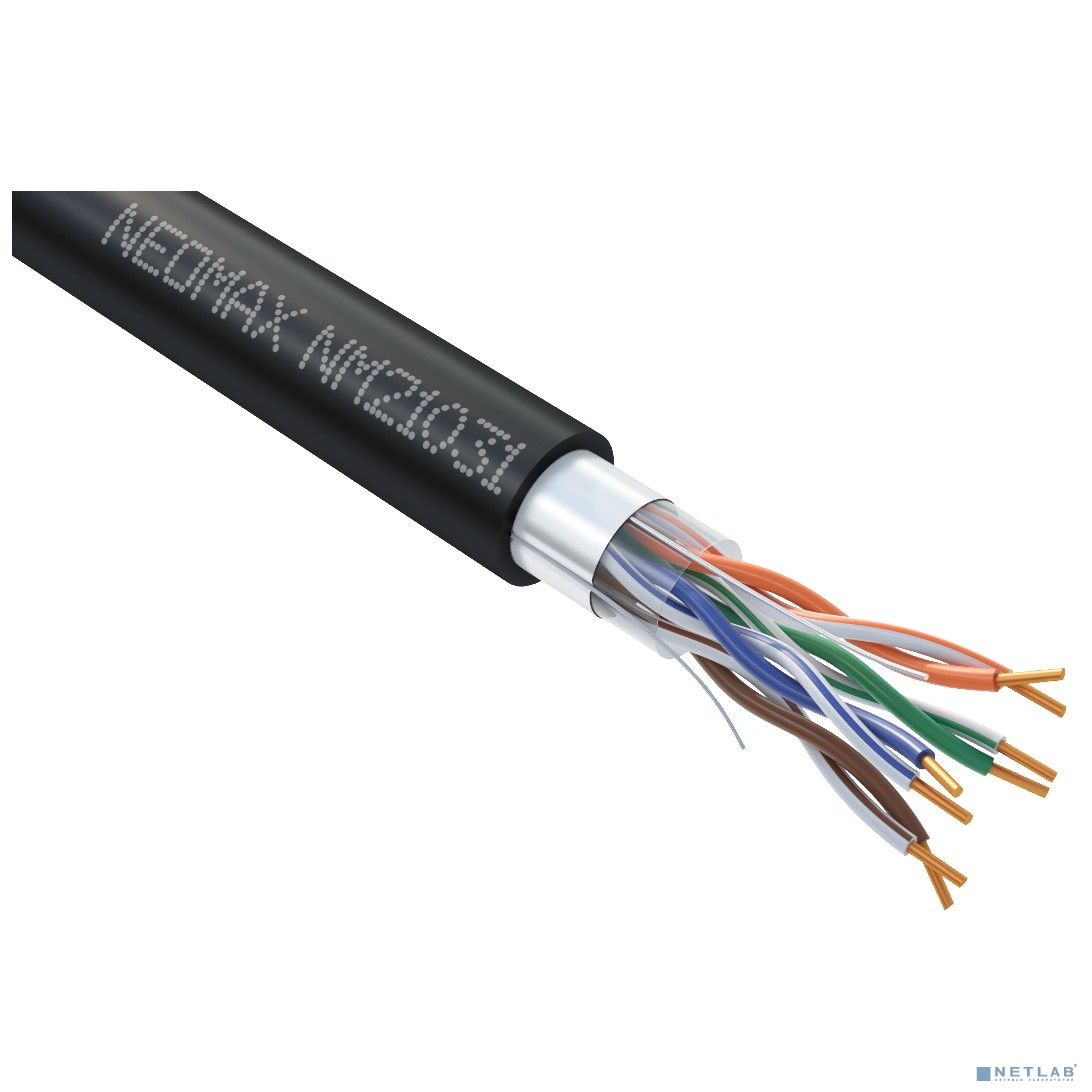Кабель NEOMAX [NM21031] F/UTP cat.5e 4 пары (305 м) 0.48 мм (24 AWG) Медь, внешний, PE, черный;  Fluke Tested