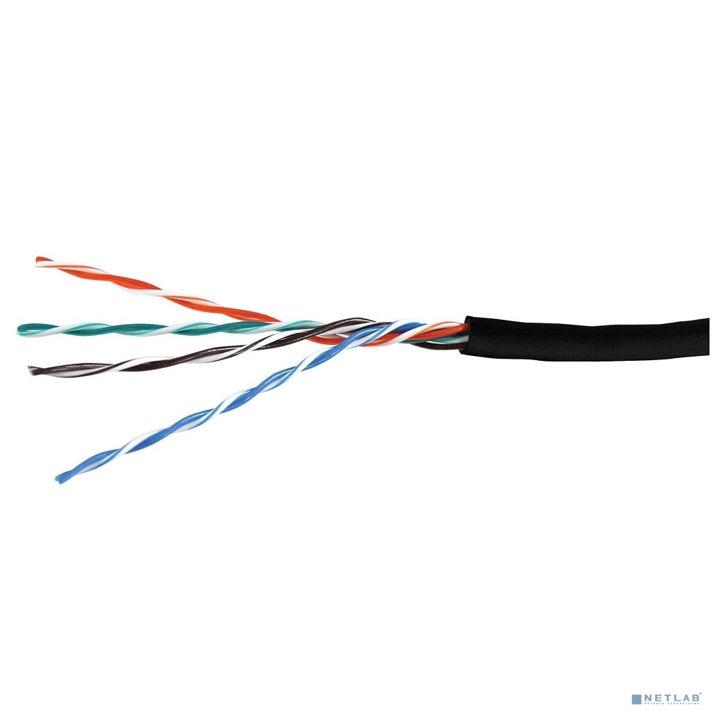 Кабель витая пара Bion BCL-U5460-381 U/UTP, кат.5e, 4x2x0,46 мм AWG 25, медь, одножильный, PE, для внешней прокладки, 305м,черный Кабель витая пара Bion BCL-U5460-381 U/UTP, кат.5e, 4x2x0,46 мм AWG 25, медь, одножильный, PE, для внешней прокладки, 305м,черный