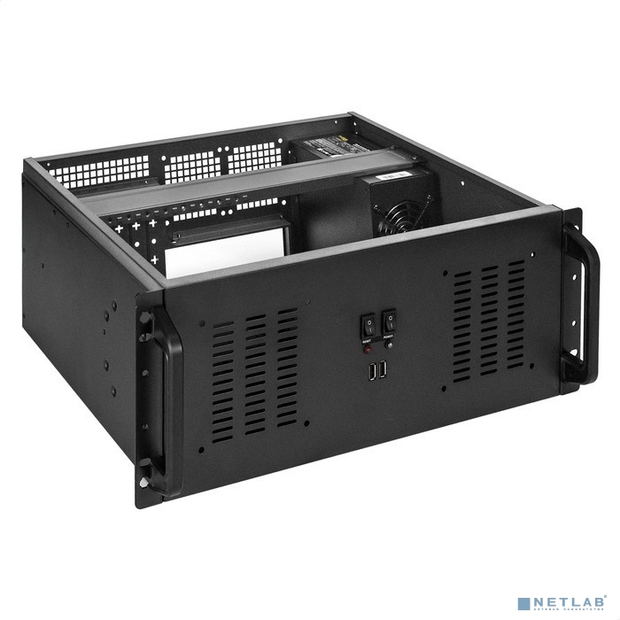 Exegate EX295891RUS Серверный корпус ExeGate Pro 4U350-02 &lt;RM 19&quot;, высота 4U, глубина 350, БП 600RADS, 2*USB&gt;