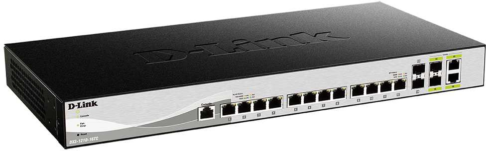 D-Link DXS-1210-16TC/B1A PROJ Управляемый L2+ коммутатор с 12 портами 10GBase-T, 2 портами 10GBase-X SFP+ и 2 комбо-портами 10GBase-T/SFP+