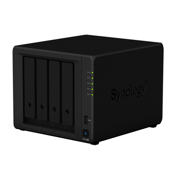 Synology DS420+ Сетевое хранилище Intel Celeron J4025 2.0 GHz, 2048 Mb DDR4 non-ECC (Max 6144 Mb (2 GB + 4 GB)), No HDD (Max 4), RJ-45, USB 3.0