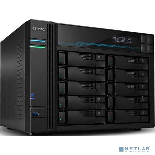 ASUSTOR AS6510T NAS/Media player/Intel Atom C3538 2,1GHz(Quad-Core), 8GB SO-DIMM DDR4, noHDD(HDD,SSD),/2x10GbE+2x2,5Gbe(LAN)/2xUSB3.2,HDMI/M.2/4ip camera license ; 90IX0191-BW3S10