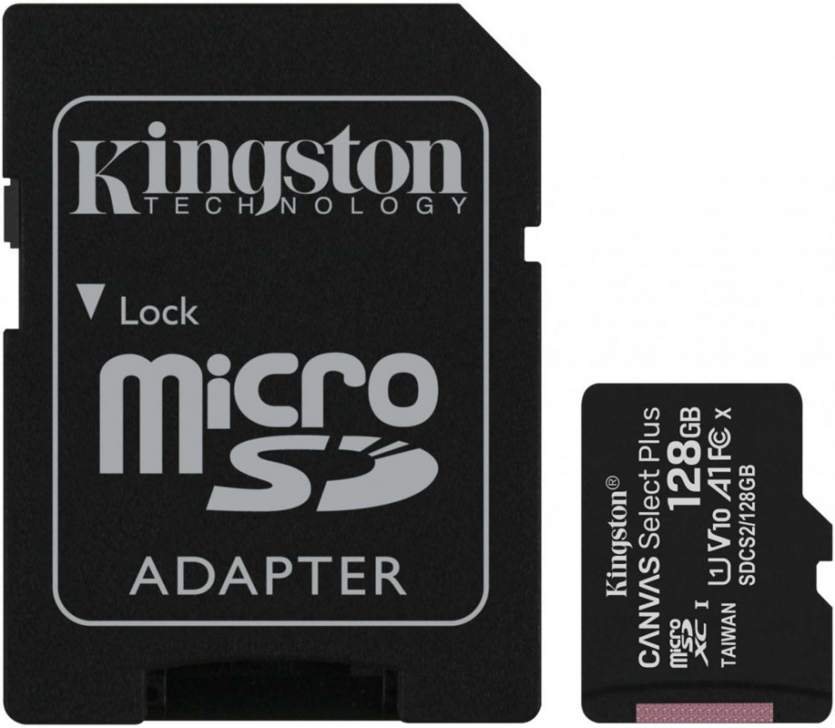 Micro SecureDigital 128Gb Kingston SDCS2/128GB {MicroSDXC Class 10 UHS-I, SD adapter}