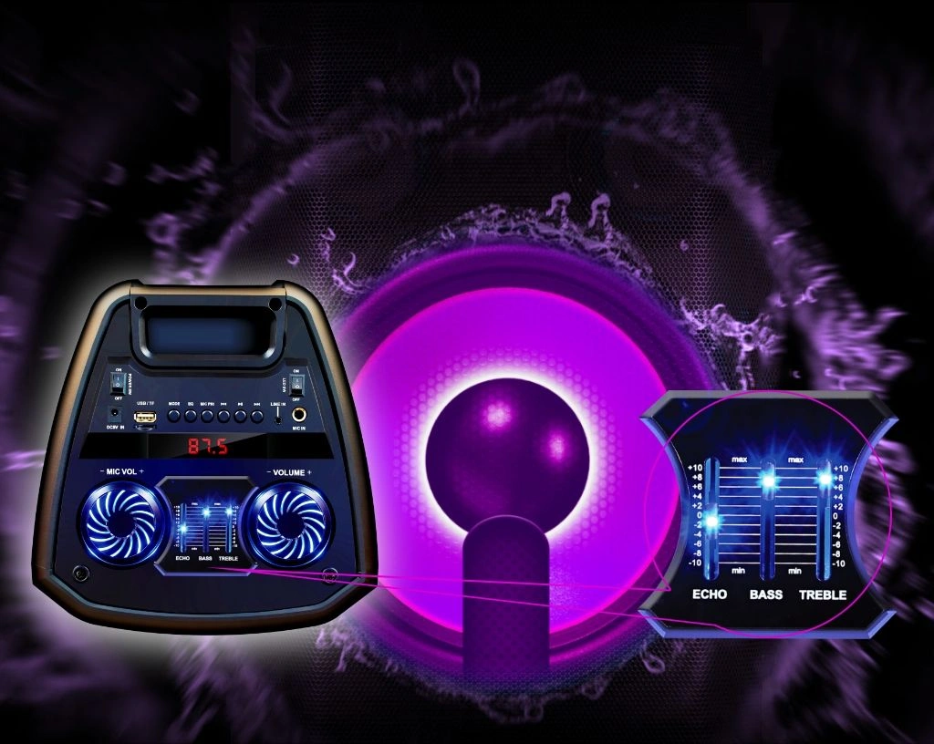 Ginzzu GM-208, Акустическая система, Midi RGB/BT/USB/TF/FM/ДУ