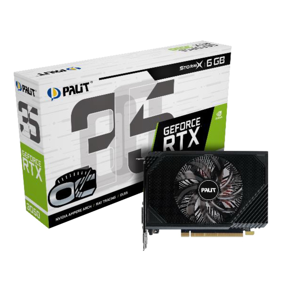 Видеокарта PALIT RTX3050 STORMX OC 6G (4710562244151), (NE63050S18JE-1070F), GDDR6, 96bit, DP, DVI, HDMI, 162*117*40 мм, Цветная коробка