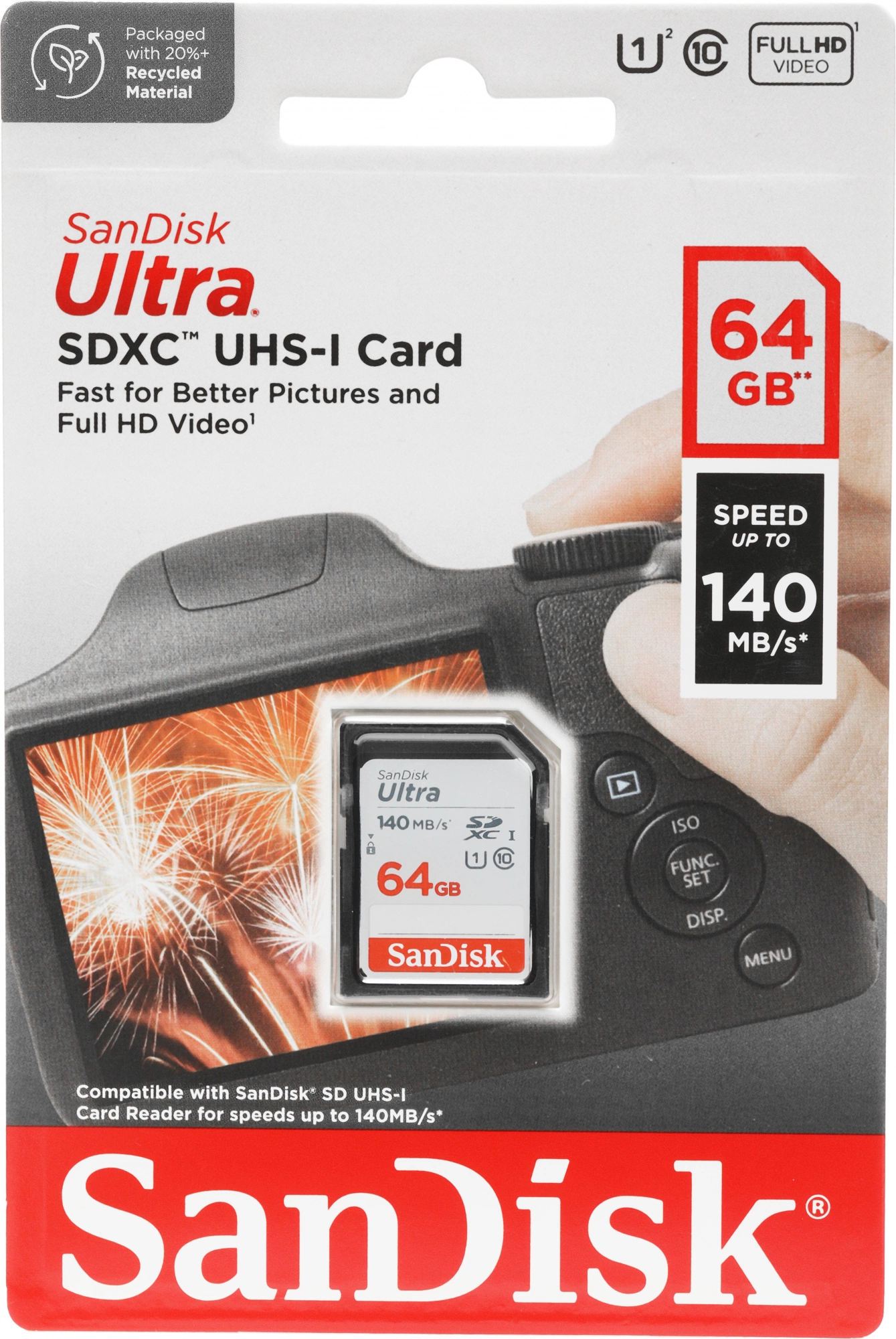 SecureDigital 64GB SanDisk Ultra SDXC Class 10 UHS-I U1 Ultra R 140MB/s <SDSDUNB-064G-GN6IN>