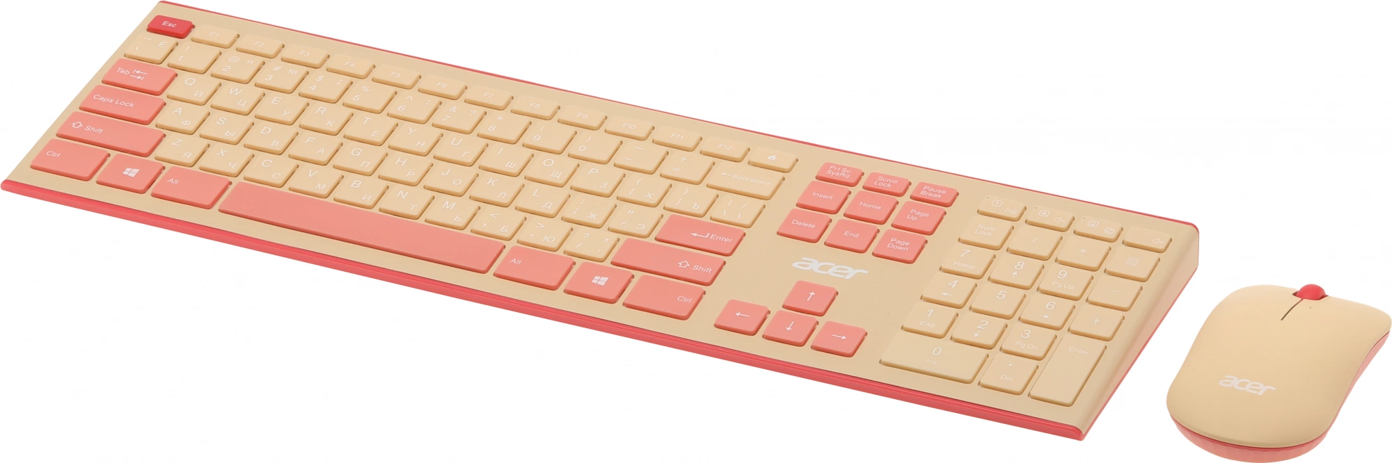 Acer OCC205 [ZL.ACCEE.00F] Комплект (клавиатура+мышь) розовый/бежевый/USB/slim беспроводной
