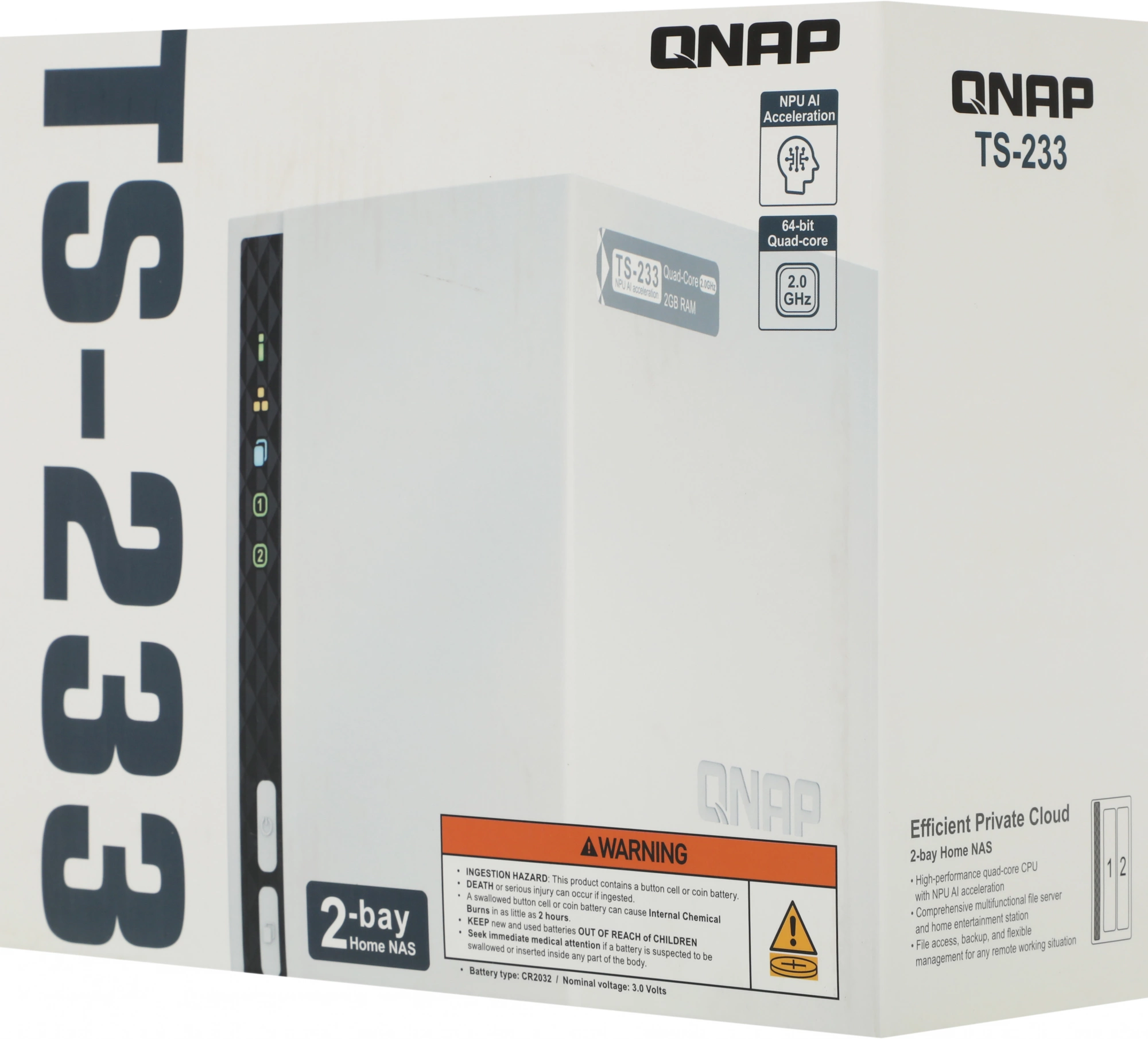 Сетевое хранилище NAS Qnap TS-233 2-bay настольный Cortex-A55