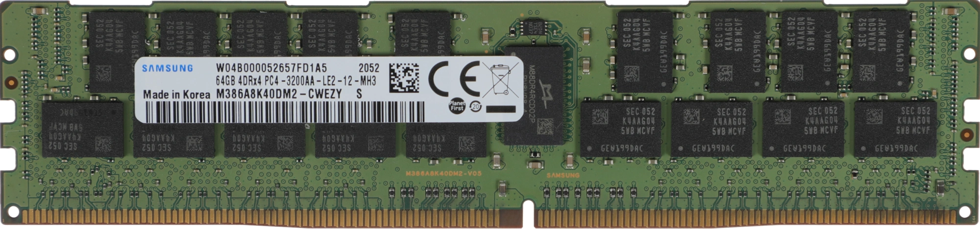 Samsung DRAM 64GB DDR4 LRDIMM 3200MHz, 1.2V, (DDP4Gx4)x36, 4R x 4 M386A8K40DM2-CWE