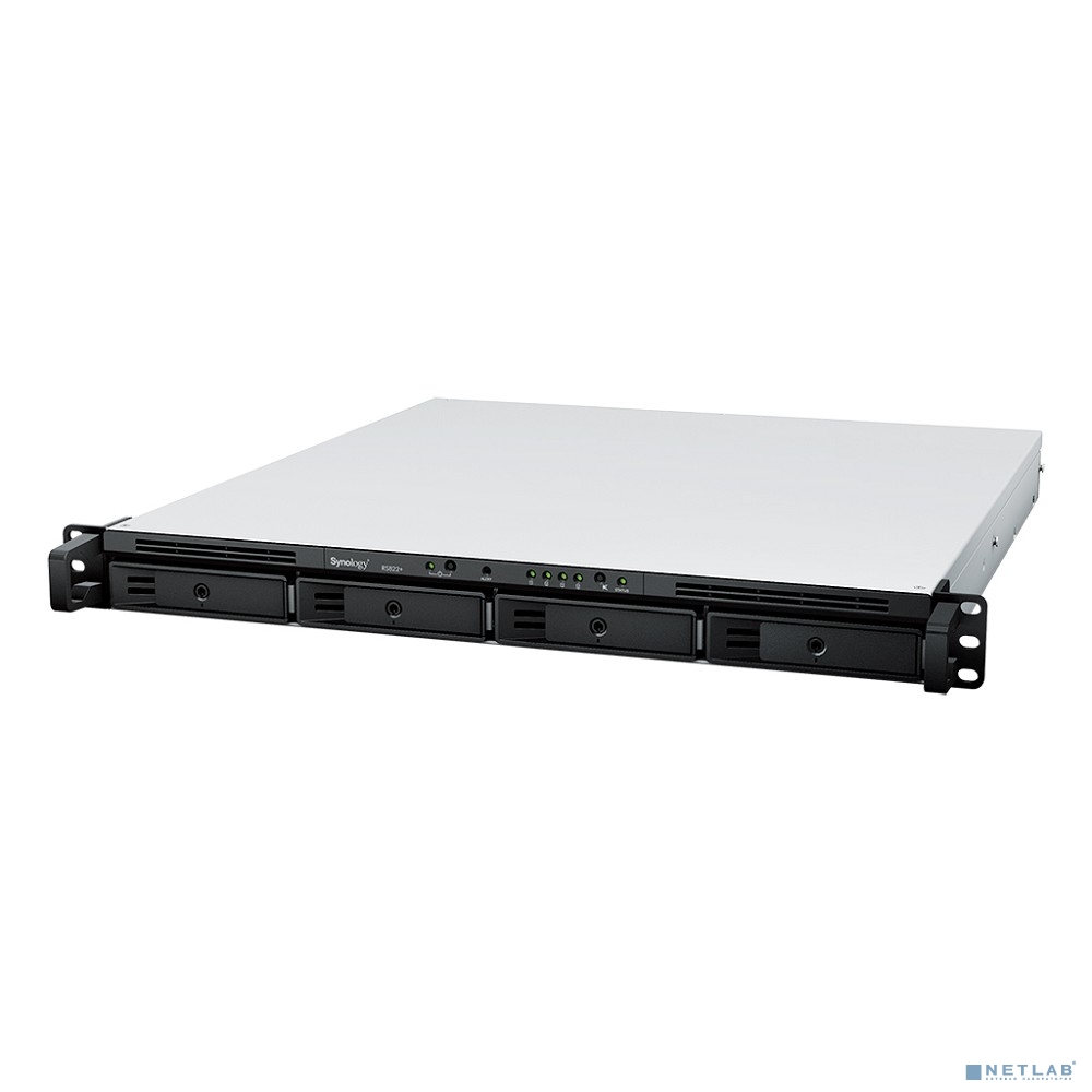 Synology RS822+ Сетевое хранилище (1U,4x3.5&quot;/2.5&quot; HDD, 4-core 2.2 GHz, 2 GB DDR4 ECC SODIMM, 4xGbE LAN)