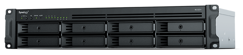 Synology RS1221RP+ Сетевое хранилище QC2.2GHzCPU/4GbDDR4(upto32)/RAID0,1,5,6,10/upto 8 hot plug HDDs SATA(3,5'or2,5')(upto 12 with RX418)/2xUSB3.2/1eSATA/iSCSI/4xGbE(+1Expslot)/2xIPcam(upto 40)/2xPS