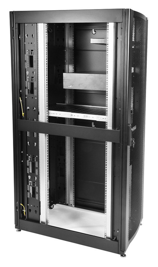 ЦМО Шкаф серверный ПРОФ напольный 42U (600x1000) дверь перфорированная 2 шт., цвет черный, в сборе (ШТК-СП-42.6.10-44АА-9005) (1 коробка)