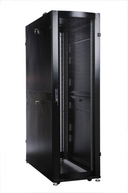 ЦМО Шкаф серверный ПРОФ напольный 42U (600x1200) дверь перфорированная 2 шт., цвет черный, в сборе (ШТК-СП-42.6.12-44АА-9005) (1 коробка)