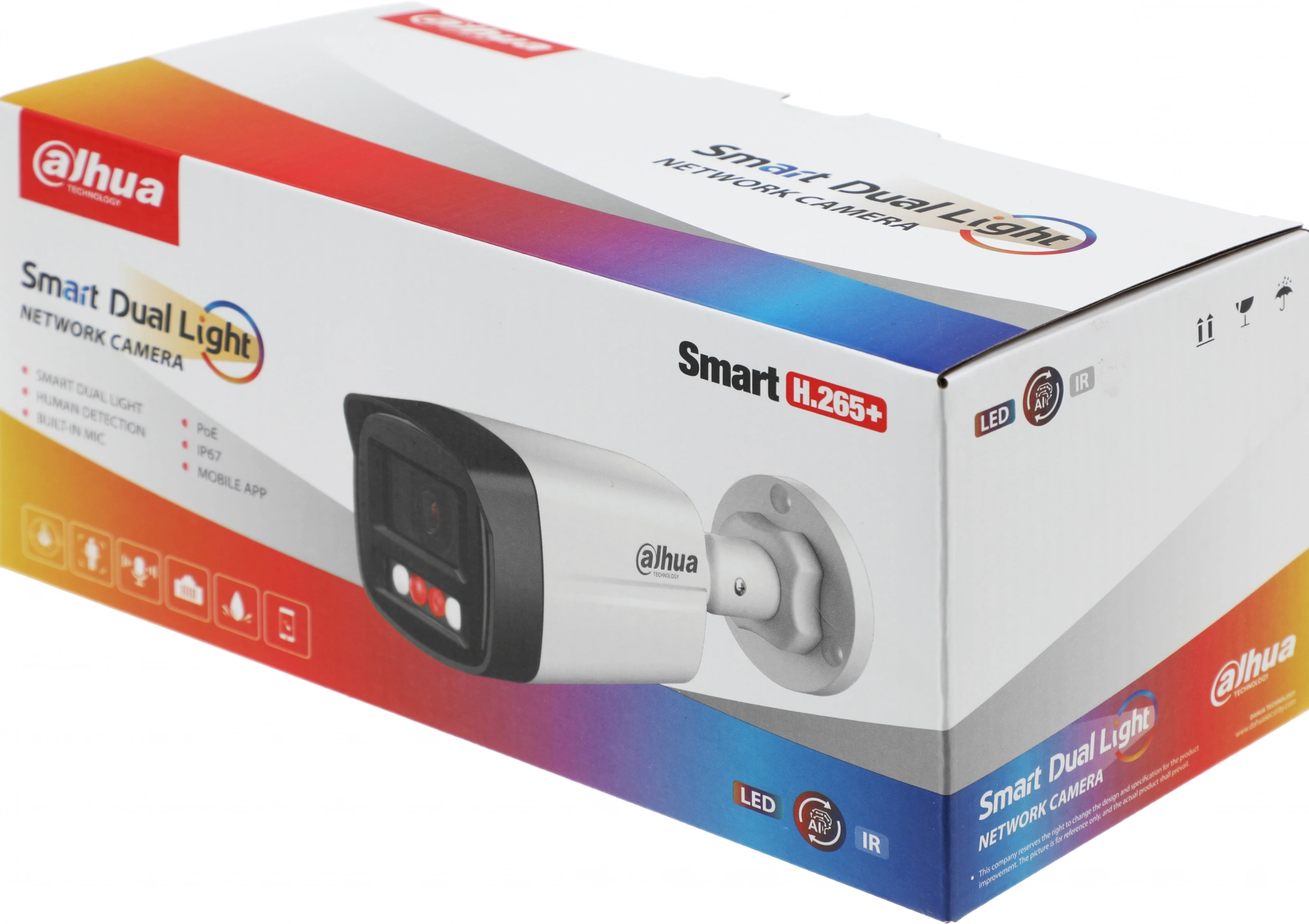 DAHUA DH-IPC-HFW1239TL1P-A-IL-0280B Уличная цилиндрическая IP-видеокамера SmartDualLight 2Мп; 1/2.8” CMOS; объектив 2.8мм; обнаружение людей, микрофон, ИК 30м, LED 20м, IP67, металл/пластик