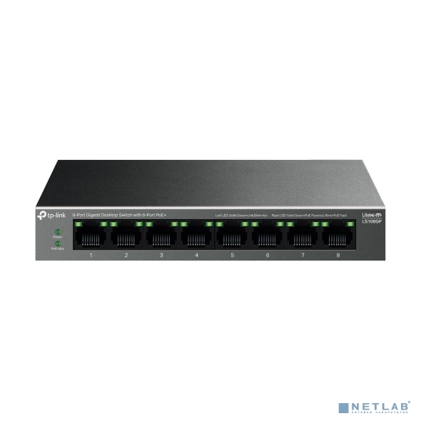 TP-Link LS108GP Настольный коммутатор с 8 гигабитными портами (8 портов PoE+)