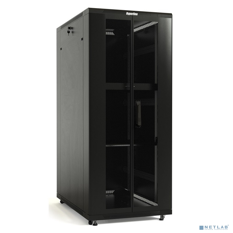 Hyperline TTB-4268-DD-RAL9004 Шкаф напольный 19-дюймовый, 42U, 2055x 600х 800 мм (ВхШхГ), передняя и задняя распашные перфорированные двери (75%), ручка с замком, крыша нового типа, цвет черный Hyperline TTB-4268-DD-RAL9004 Шкаф напольный 19-дюймовый, 42U, 2055x 600х 800 мм (ВхШхГ), передняя и задняя распашные перфорированные двери (75%), ручка с замком, крыша нового типа, цвет черный