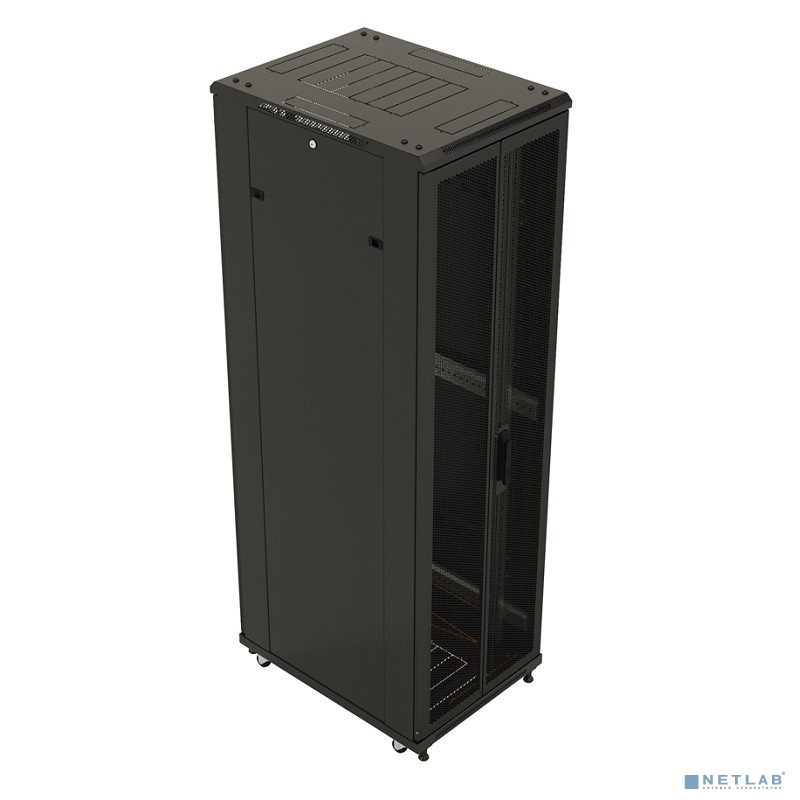 Hyperline TTB-4268-DD-RAL9004 Шкаф напольный 19-дюймовый, 42U, 2055x 600х 800 мм (ВхШхГ), передняя и задняя распашные перфорированные двери (75%), ручка с замком, крыша нового типа, цвет черный Hyperline TTB-4268-DD-RAL9004 Шкаф напольный 19-дюймовый, 42U, 2055x 600х 800 мм (ВхШхГ), передняя и задняя распашные перфорированные двери (75%), ручка с замком, крыша нового типа, цвет черный