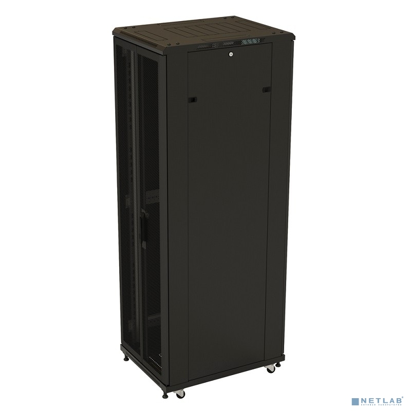 Hyperline TTB-4268-DD-RAL9004 Шкаф напольный 19-дюймовый, 42U, 2055x 600х 800 мм (ВхШхГ), передняя и задняя распашные перфорированные двери (75%), ручка с замком, крыша нового типа, цвет черный Hyperline TTB-4268-DD-RAL9004 Шкаф напольный 19-дюймовый, 42U, 2055x 600х 800 мм (ВхШхГ), передняя и задняя распашные перфорированные двери (75%), ручка с замком, крыша нового типа, цвет черный