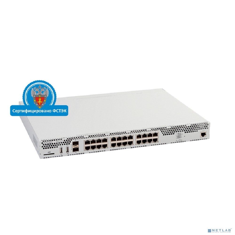 ELTEX ESR-1000 FSTEC Межсетевой экран A4, 24x10/100/1000BASE-T, 2x10GBASE-R SFP+, 2xUSB 2.0, 1 слот для SD-карт, 4 ГБ RAM, 1 ГБ NAND-Flash, 2 слота для модулей питания 220 В AC или 48 В ELTEX ESR-1000 FSTEC Межсетевой экран A4, 24x10/100/1000BASE-T, 2x10GBASE-R SFP+, 2xUSB 2.0, 1 слот для SD-карт, 4 ГБ RAM, 1 ГБ NAND-Flash, 2 слота для модулей питания 220 В AC или 48 В