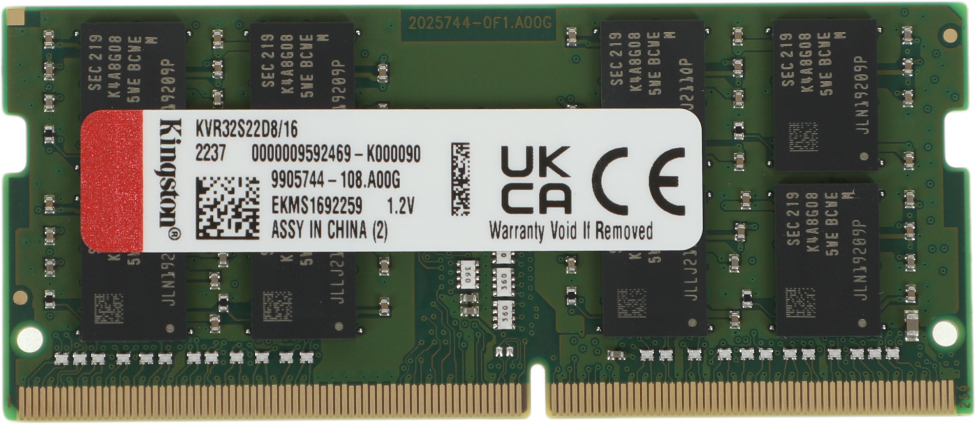 Kingston DDR4 SODIMM 16GB KVR32S22D8/16 PC4-25600, 3200MHz, CL22