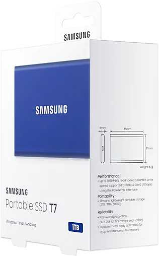 Накопитель SSD Samsung USB Type-C 1Tb MU-PC1T0H/WW T7 1.8&quot;