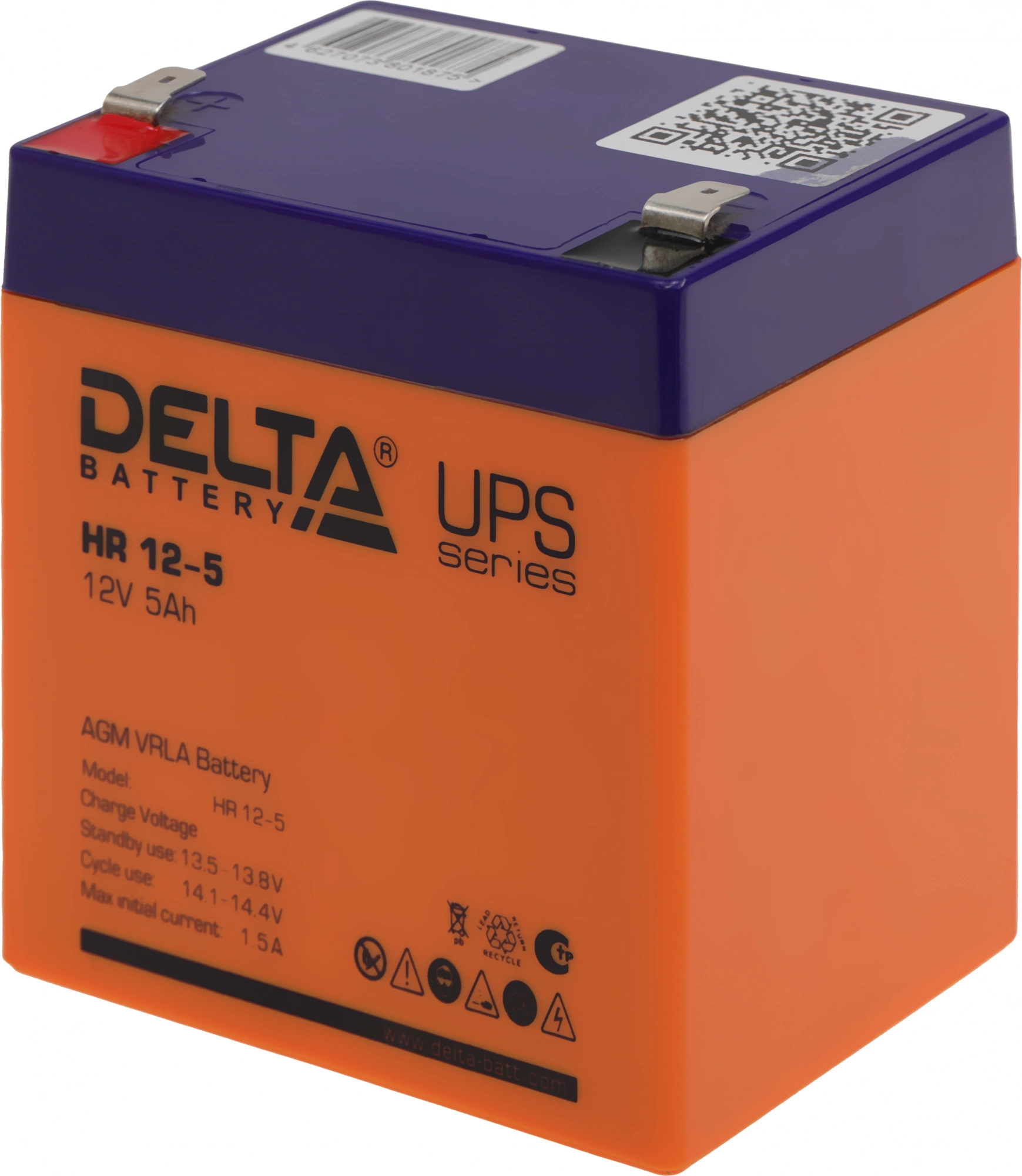 Delta HR 12-5 (5 А\ч, 12В) свинцово- кислотный аккумулятор Delta HR 12-5 (5 А\ч, 12В) свинцово- кислотный аккумулятор