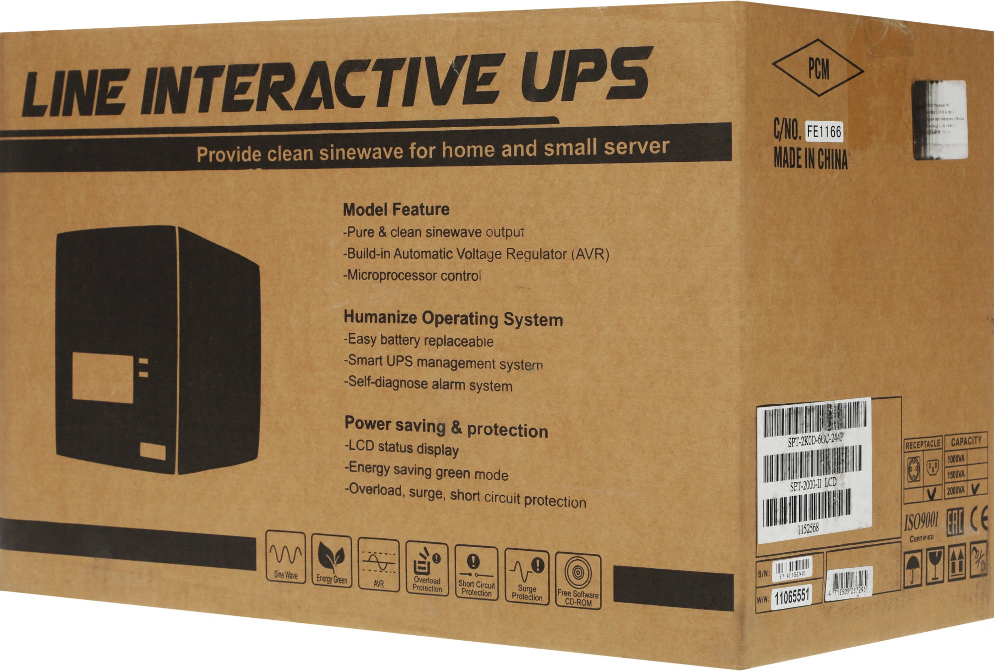 PowerCom Smart King Pro+ SPT-2000-II LCD ИБП {Line-Interactive, 2000VA/1600W, Tower, 8 xC13 + 1 xC19, USB, SNMP Slot} (1152568) PowerCom Smart King Pro+ SPT-2000-II LCD ИБП {Line-Interactive, 2000VA/1600W, Tower, 8 xC13 + 1 xC19, USB, SNMP Slot} (1152568)
