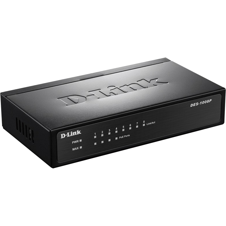 D-Link DES-1008P/C1A Неуправляемый коммутатор с 8 портами 10/100Base-TX (4 порта с поддержкой PoE 802.3af (15,4 Вт), PoE-бюджет 52 Вт) D-Link DES-1008P/C1A Неуправляемый коммутатор с 8 портами 10/100Base-TX (4 порта с поддержкой PoE 802.3af (15,4 Вт), PoE-бюджет 52 Вт)