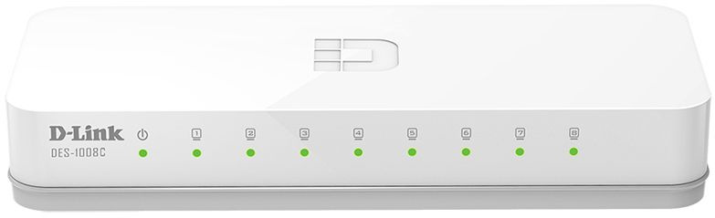 D-Link DES-1008C/B1A Неуправляемый коммутатор с 8 портами 10/100Base-TX и функцией энергосбережения