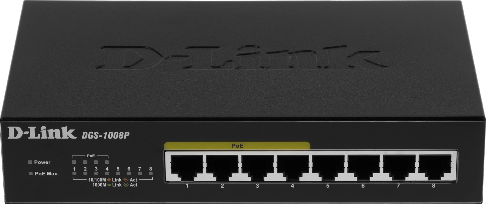 D-Link DGS-1008P/E1A Неуправляемый коммутатор с 8 портами 10/100/1000Base-T (4 порта PoE 802.3af/at, PoE-бюджет 80 Вт) D-Link DGS-1008P/E1A Неуправляемый коммутатор с 8 портами 10/100/1000Base-T (4 порта PoE 802.3af/at, PoE-бюджет 80 Вт)