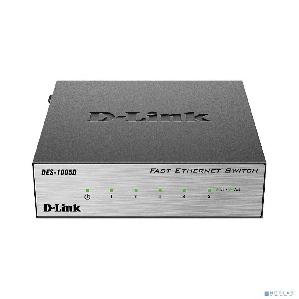 D-Link DES-1005D/O2B Неуправляемый коммутатор с 5 портами 10/100BASE-TX