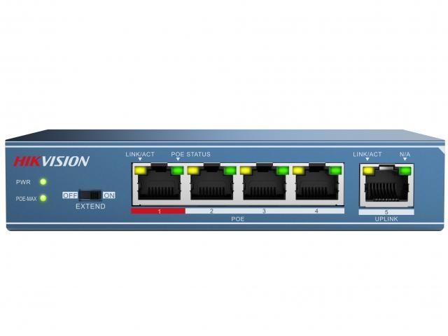 HIKVISION DS-3E0105P-E(B) 4 RJ45 100M PoE с грозозащитой 6кВ