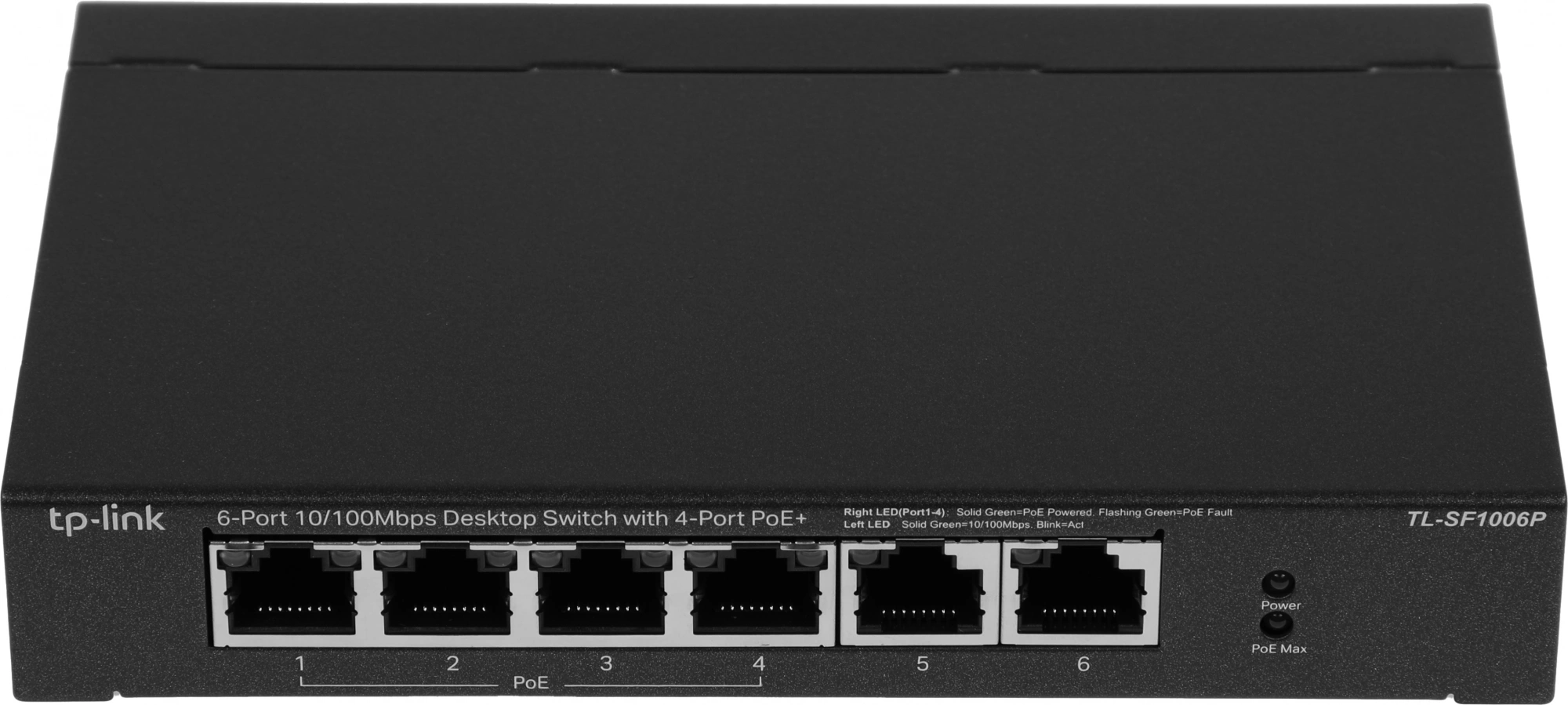 TP-Link TL-SF1006P Настольный коммутатор с 6 портами 10/100 Мбит/с (4 порта PoE+)
