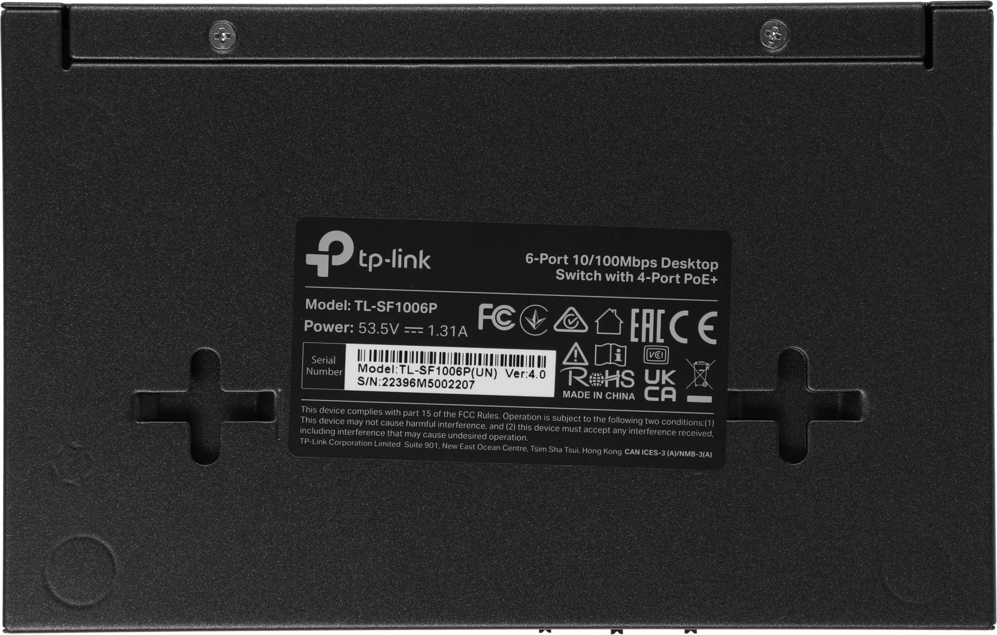 TP-Link TL-SF1006P Настольный коммутатор с 6 портами 10/100 Мбит/с (4 порта PoE+)