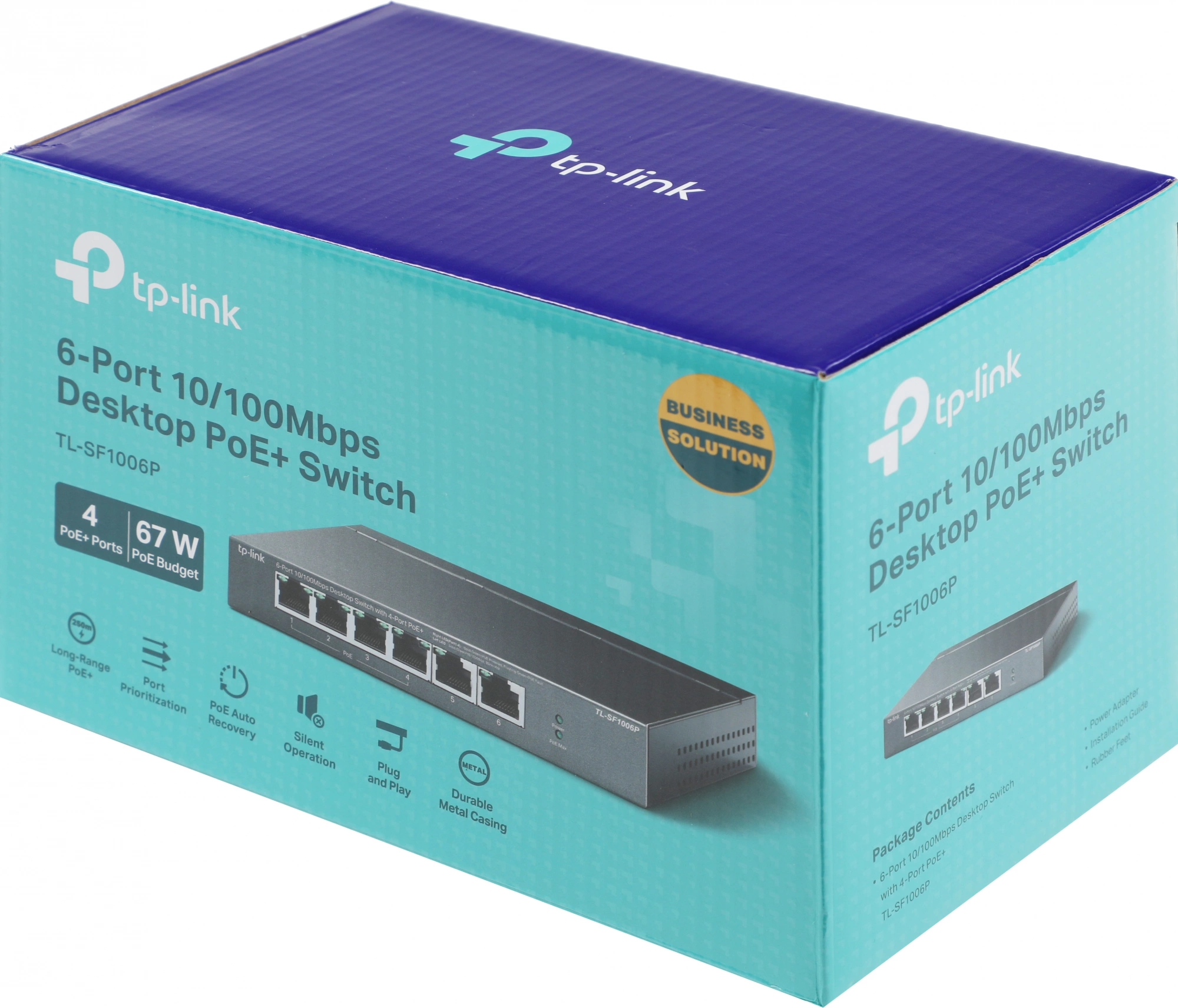 TP-Link TL-SF1006P Настольный коммутатор с 6 портами 10/100 Мбит/с (4 порта PoE+)