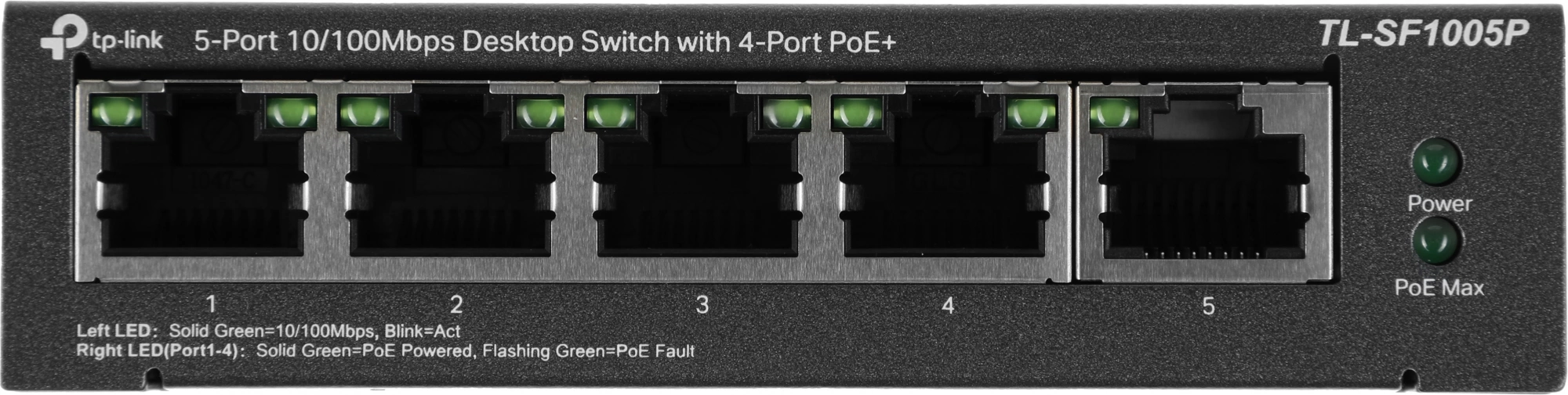 TP-Link TL-SF1005P Настольный коммутатор с 5 портами 10/100 Мбит/с (4 порта PoE+)