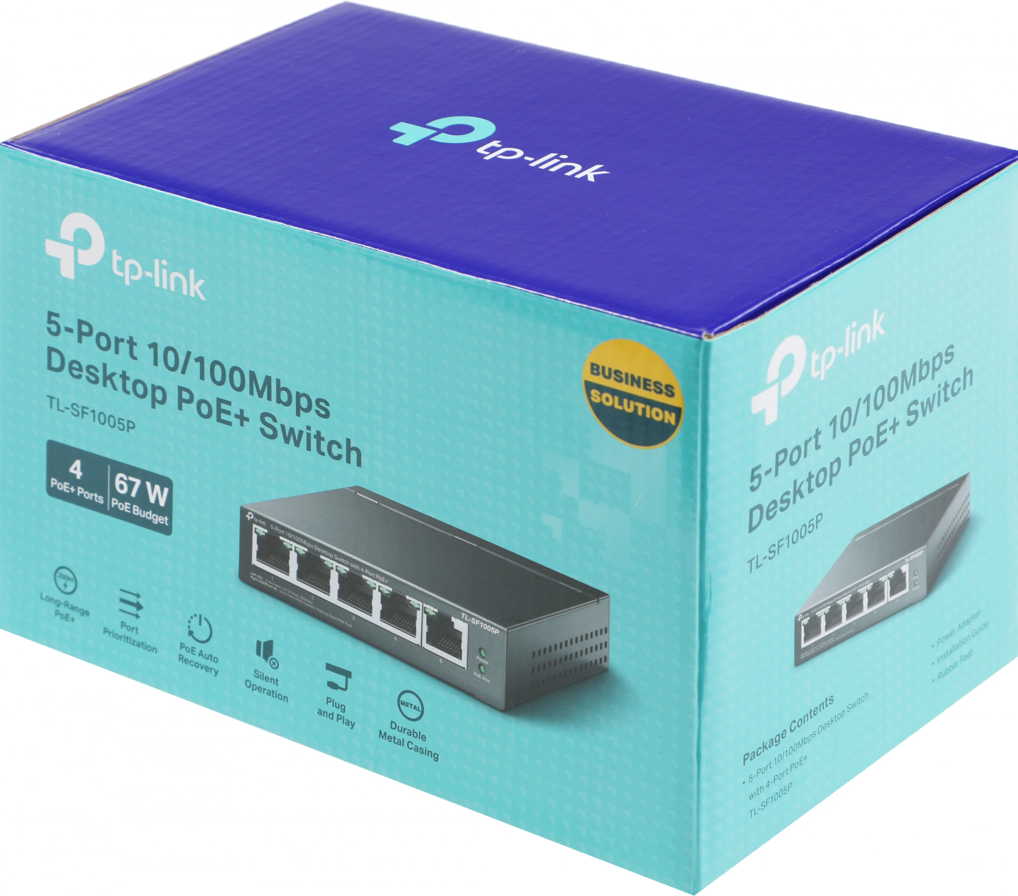 TP-Link TL-SF1005P Настольный коммутатор с 5 портами 10/100 Мбит/с (4 порта PoE+)
