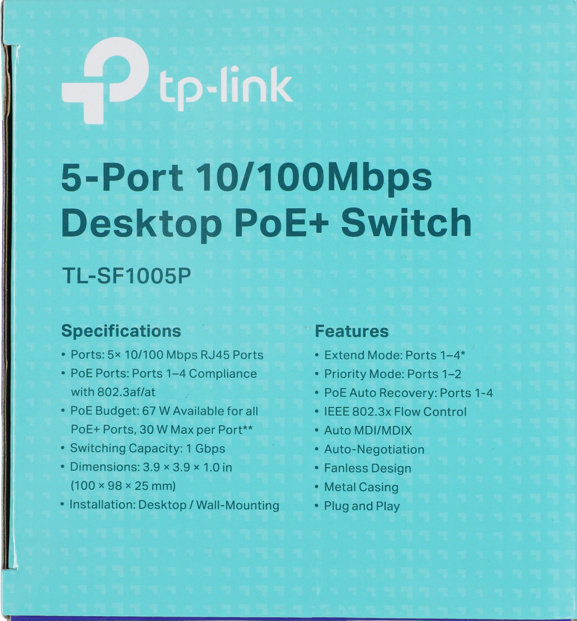 TP-Link TL-SF1005P Настольный коммутатор с 5 портами 10/100 Мбит/с (4 порта PoE+)