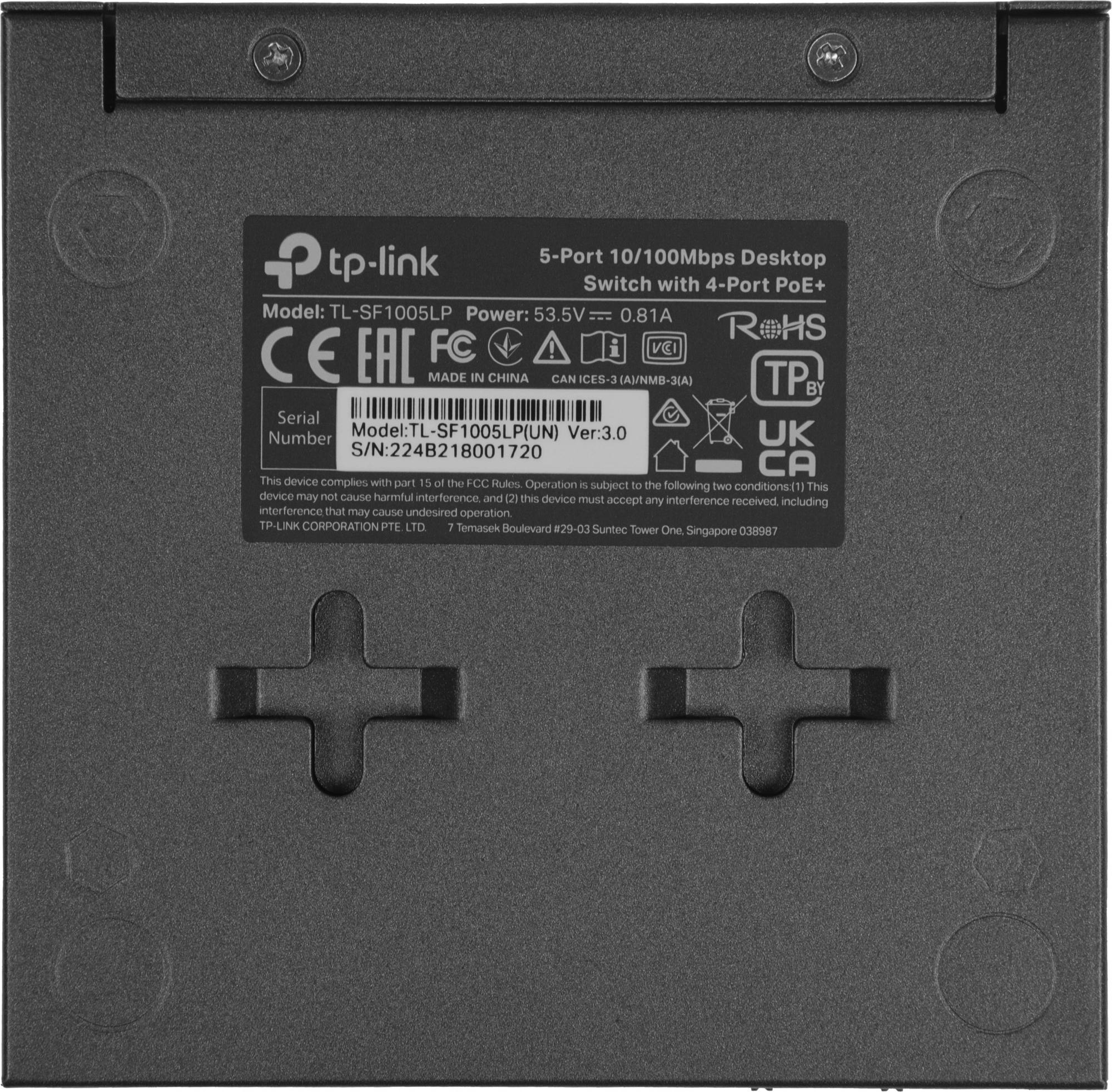 TP-Link TL-SF1005LP Настольный коммутатор с 5 портами 10/100 Мбит/с (4 порта PoE+)