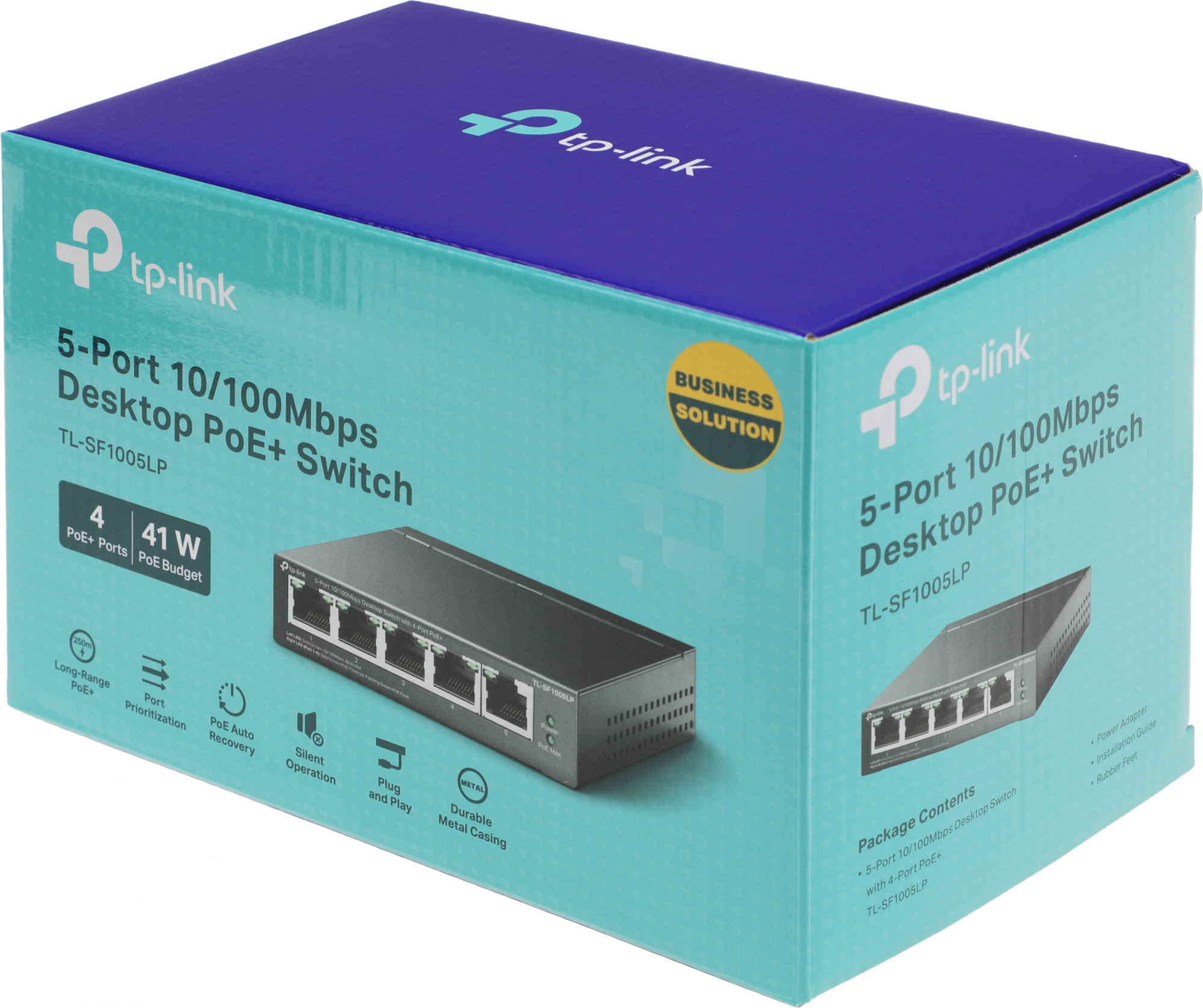 TP-Link TL-SF1005LP Настольный коммутатор с 5 портами 10/100 Мбит/с (4 порта PoE+)