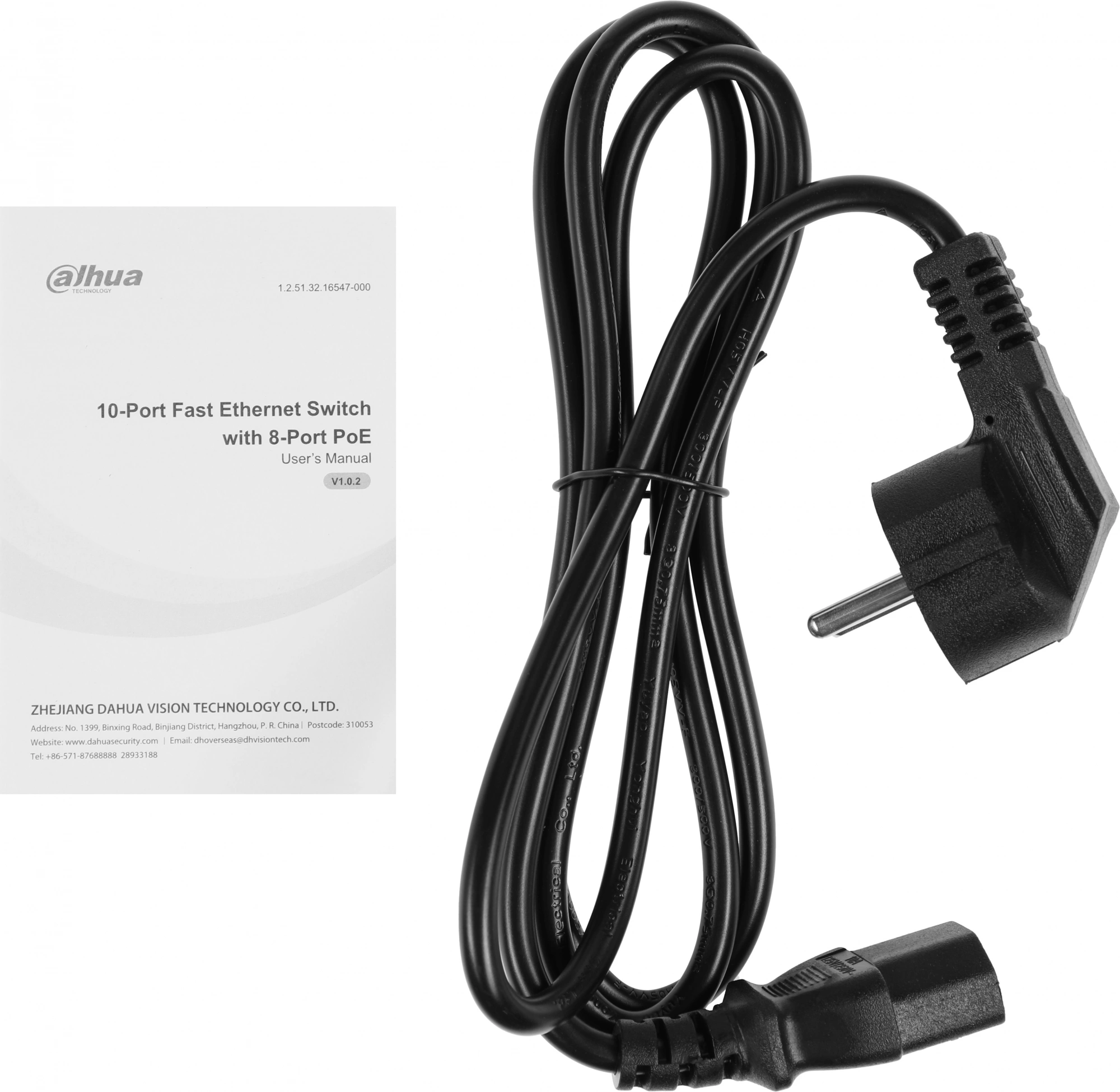 DAHUA DH-PFS3010-8ET-65 10-портовый неуправляемый коммутатор с РоЕ, 8xRJ45 100Mb PoE, 2xRJ45 100Mb uplink, суммарно 65Вт, коммутация 2 Гбит/с, MAC-таблица 2К, металл