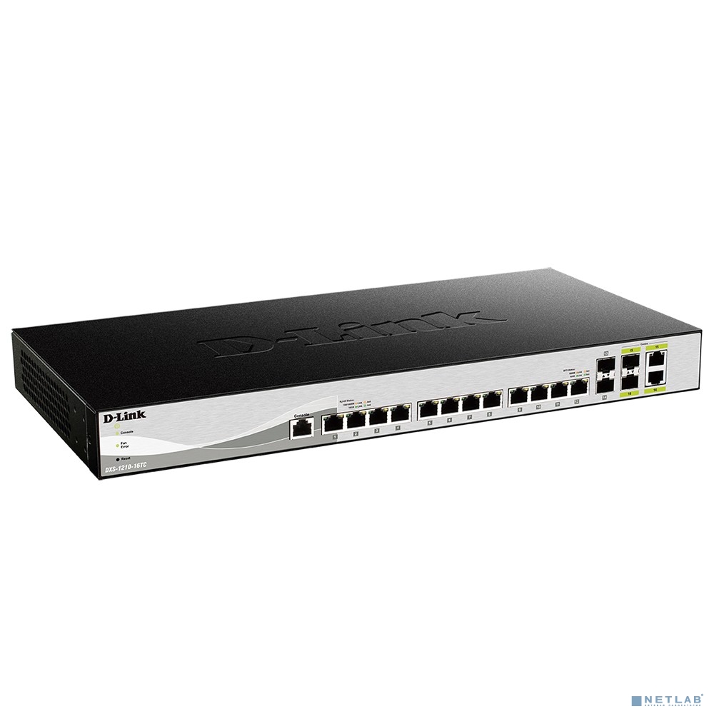 D-Link DXS-1210-16TC/A3A PROJ Настраиваемый L2+ коммутатор с 12 портами 10GBase-T, 2 портами 10GBase-X SFP+ и 2 комбо-портами 10GBase-T/SFP+
