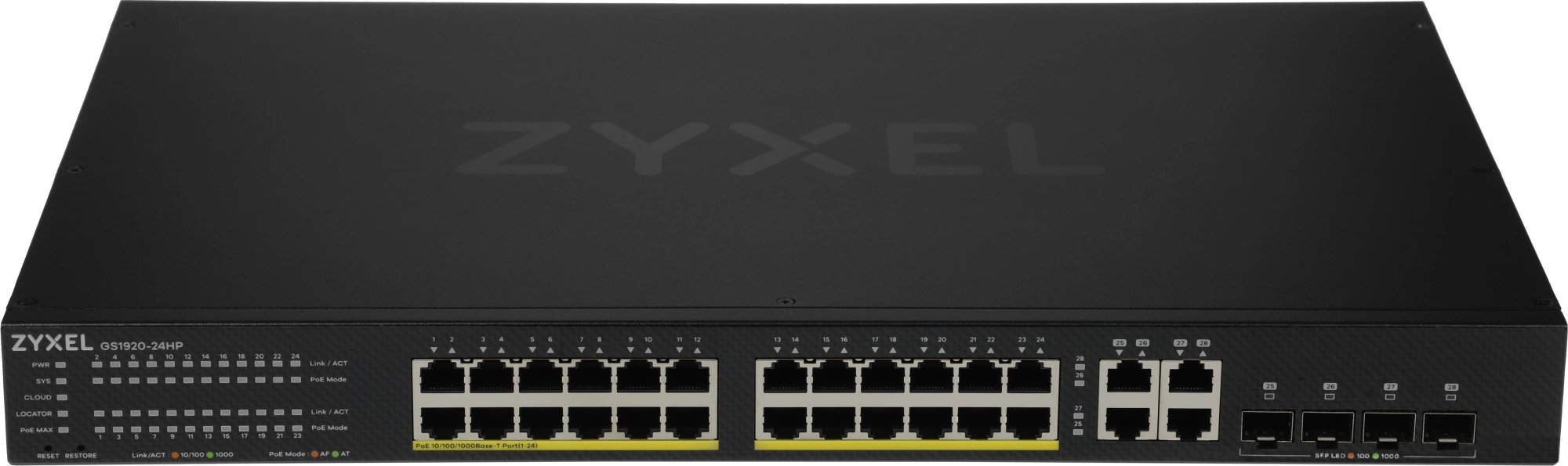 ZYXEL GS192024HPV2-EU0101F Гибридный Smart PoE+ коммутатор NebulaFlex GS1920-24HPv2, 24xGE PoE+, 4xCombo (SFP/RJ-45), бюджет PoE 375 Вт, автономное/облачное управление ZYXEL GS192024HPV2-EU0101F Гибридный Smart PoE+ коммутатор NebulaFlex GS1920-24HPv2, 24xGE PoE+, 4xCombo (SFP/RJ-45), бюджет PoE 375 Вт, автономное/облачное управление